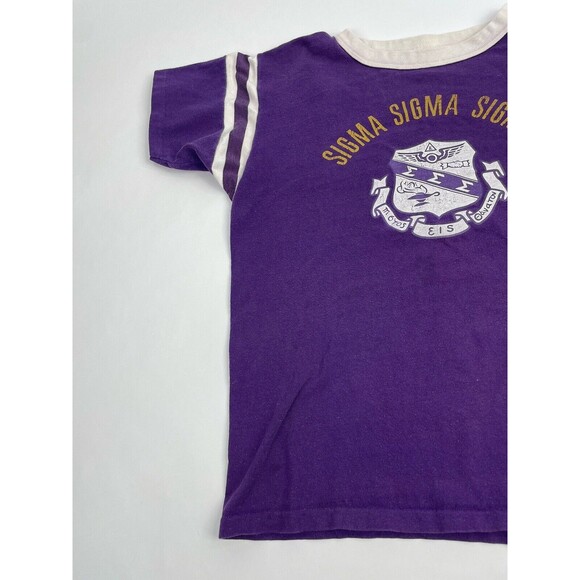 Vintage 70s Sigma Sigma Sigma Sorority Single Stitch Shirt Men’s Medium Purple - Picture 3 of 11